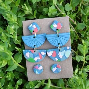 Turquoise Geometric Clay Earrings *The Rosalind*